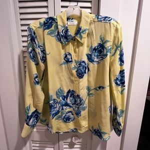 LIKE NEW, WORN ONCE, DRYCLEANED Long Sleeve Floral Button Down Blouse